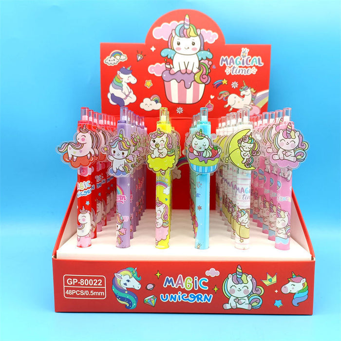 Wholesale 48 pcs Black core 0. 5mm cute cartoon sticker push-button pen