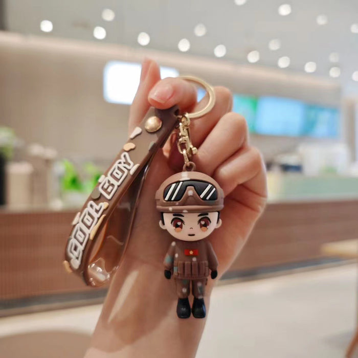 Wholesale Soft rubber cartoon special forces soldier keychains