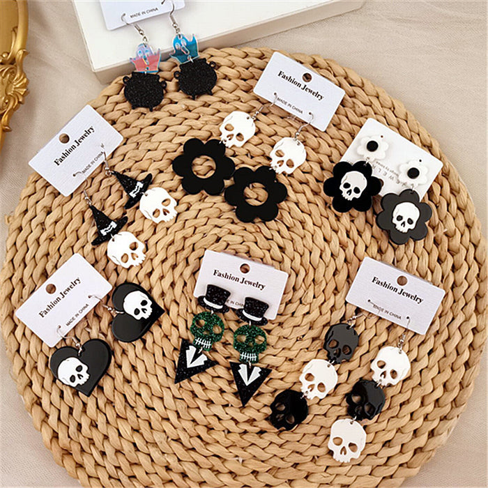 Wholesale Halloween Acrylic Pumpkin Ghost Demon Skull Earrings JDC-ES-ChouD021