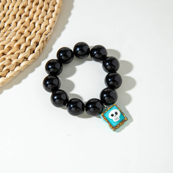 Wholesale  Creative Pumpkin Color Ghost Necklace Colorful Funny Beaded Acrylic Bracelet for Women