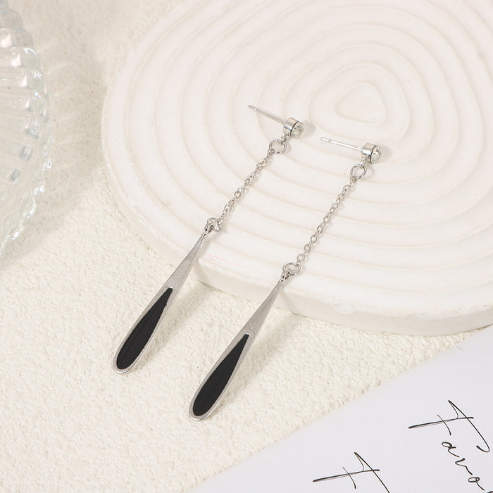 Wholesale Luxury earrings with high-end feel, niche design, fashionable creativity, oil dripping, versatile and long earrings