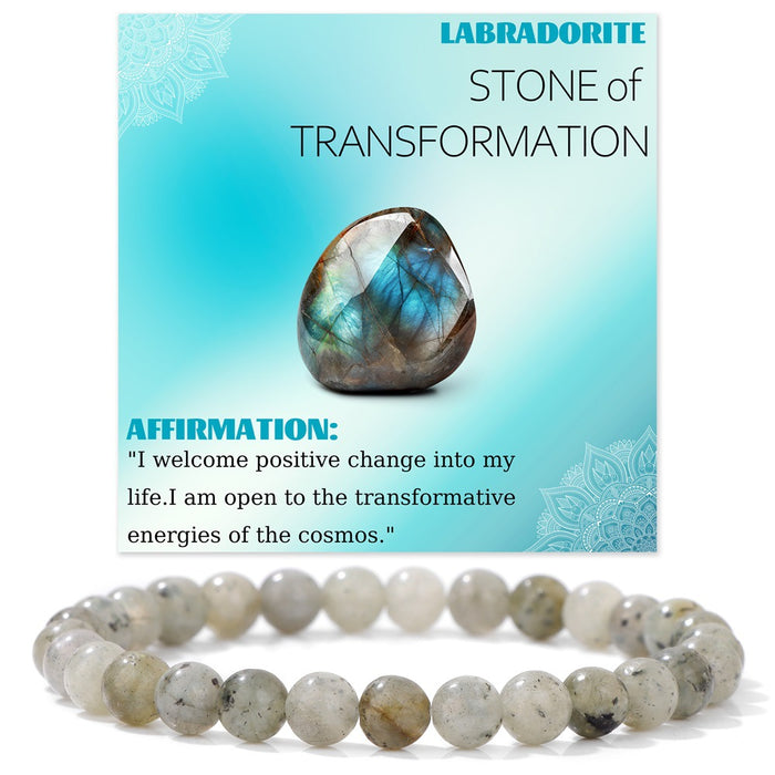 Wholesale 6mm stone bead bracelet with elastic cord card packaging