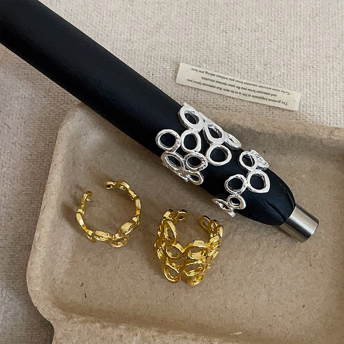 Wholesale Openwork Oval Floral Metal Ring