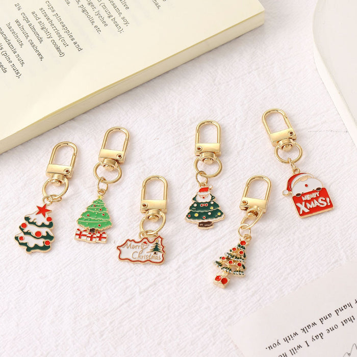 Wholesale Christmas Series Keychain Christmas Tree Alloy Oil Drop Pendant Creative Gift Christmas Decoration