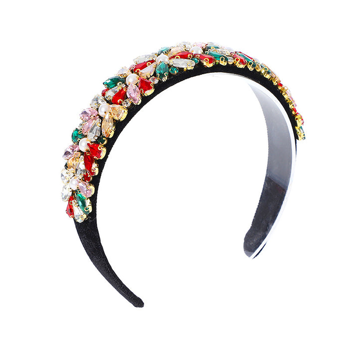Wholesale Baroque New Half-Flower Novel Stained Glass Diamond Headband Retro Headwear Women' s Full Diamond Exquisite Simple Hair Accessories