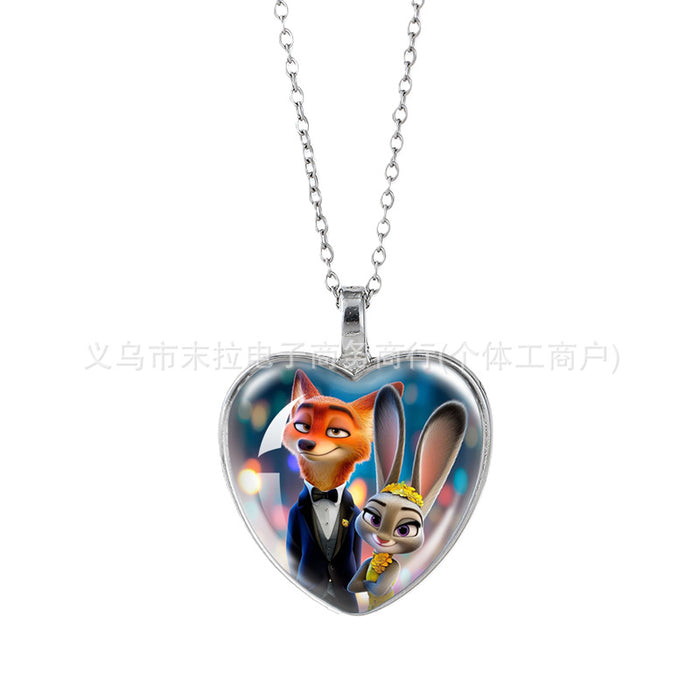 Wholesale Time Gem Heart Necklaces Pendant Sweater Chain Couple Gift