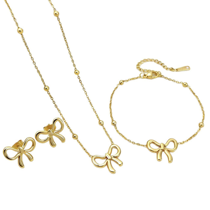 Wholesale Simple bow titanium steel necklace set