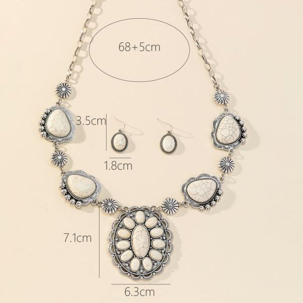 Wholesale Ancient Silver Alloy Earring and Necklace Set with Cross and Roman Numeral Pattern