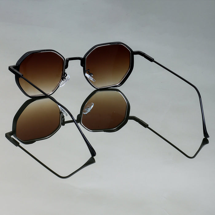 Wholesale New metal polygon sunglasses with sun shading and high-end feel, fashionable and trendy sunglasses