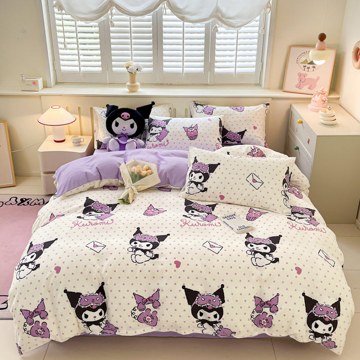 Wholesale A-level Cloud Washed Cotton Cute Cartoon Girl Heart Dormitory Bed Sheets JDC-SEE-AiErMei004