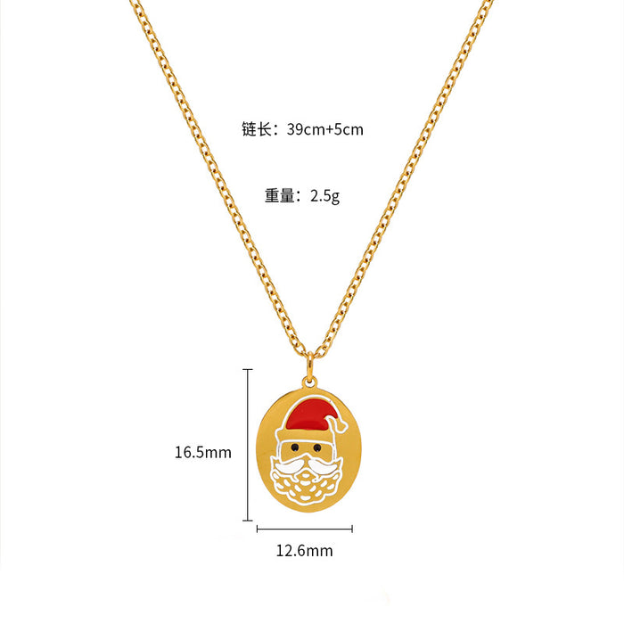 Wholesale Christmas Cartoon Oil Dripping Creative Design Necklace