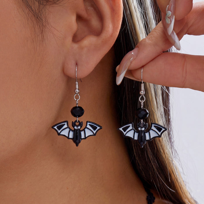 Wholesale Orange Skull Tassel Earrings Party Jewelry Accessory Alloy Electroplated