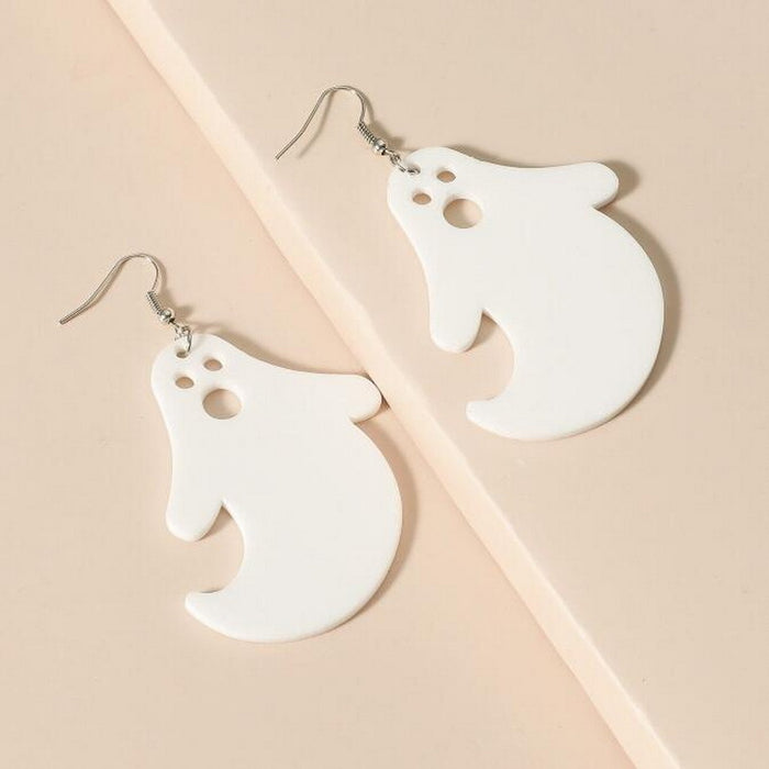 Wholesale Halloween Asymmetric Glitter Letters Pumpkin Knife Ghost Skull Skeleton Earrings JDC-ES-Zhanh010