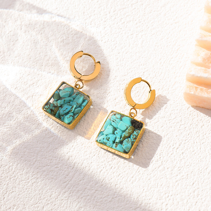 Wholesale 3pcs Turquoise Geometric Stainless Steel Earrings