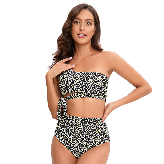 Wholesale Bikini swimsuit leopard print strap split swimsuit