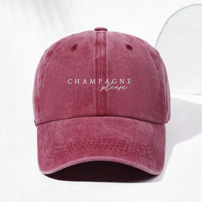 Wholesale Champagne Please Letter Print Distressed Baseball Cap Fashion Accessory Boutique Gift For Summer