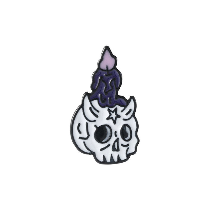 Wholesale  Skull Disc Brooch Pin Zinc Alloy Dripping Oil Finish Trendy Party Accessory
