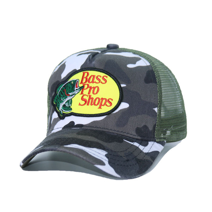 Wholesale Bass fish embroidery baseball cap summer breathable men's and women's sunshade cap patch sun hat