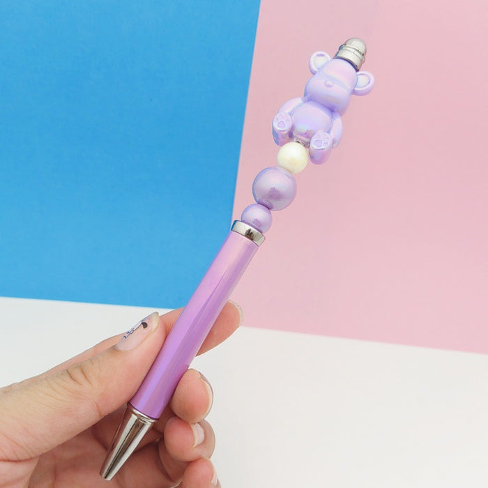 Wholesale Plastic Cartoon DIY Bead Pen Cute Bear Decompression Tube Bead Pen JDC-PN-GanCai004