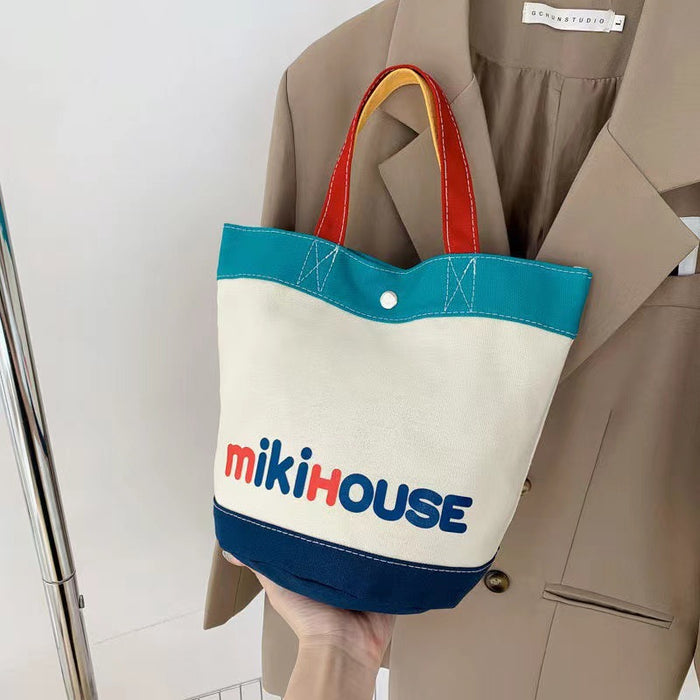 Wholesale Cartoon Zoo Color Block Canvas Bag Bucket Bag Handbag