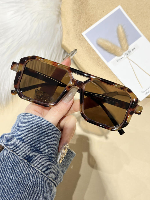 Wholesale New Fashionable Large Box Double Beam Cross border Sunglasses, Retro Art Style Sunglasses