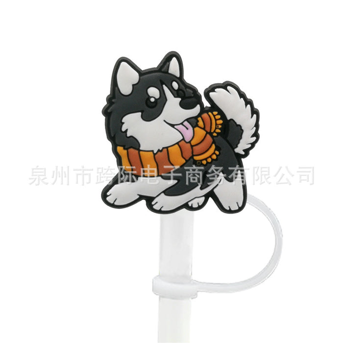 Wholesale 10pcs Silicone Cartoon Puppy Straw Cover JDC-SCR-KuaJ007