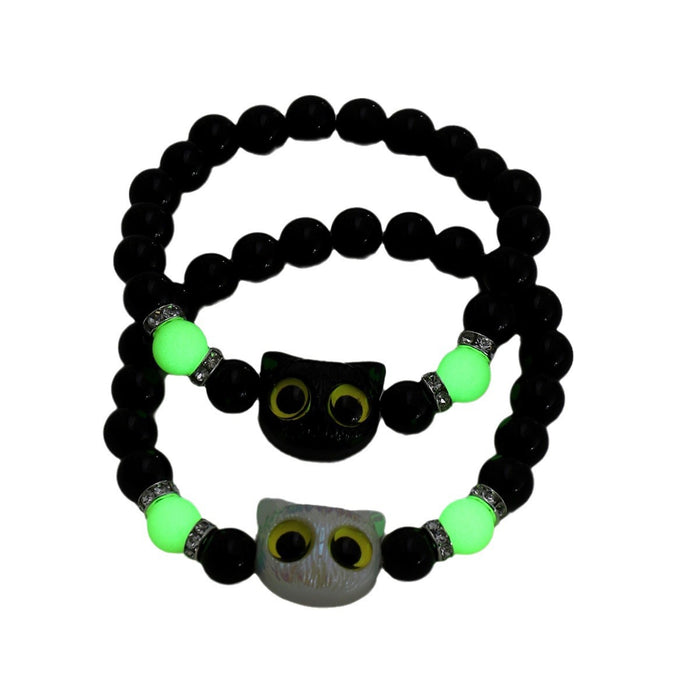 Wholesale Luminous cute kitten bracelet shell black and white bracelet couple bracelet gift