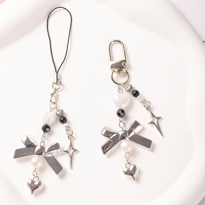 Wholesale Silver Bow Mobile Phone Chain Versatile Bag Pendant Polaroid Key Chain