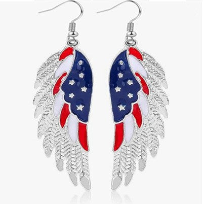 Wholesale Acrylic US Flag Heart Earrings Independence Day Party Jewelry Fashion Accessory for Resale