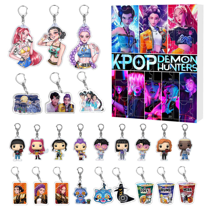 Wholesale KPOP Christmas Countdown Calendar Blind Box Flat Acrylic Keychain Ornament