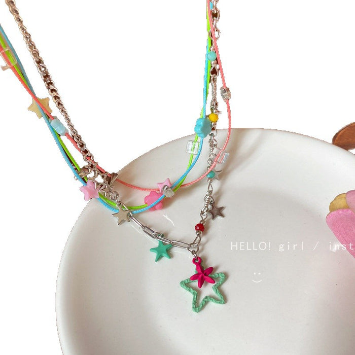 Wholesale Multicolor Star Pendant Clavicle Chain for Everyday Fashion Jewelry Accessory