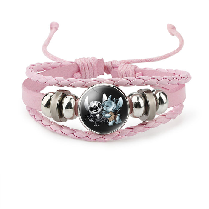 Wholesale Time Gemstone Pink Multi-layered Cowhide Bracelet JDC-BT-DMu001