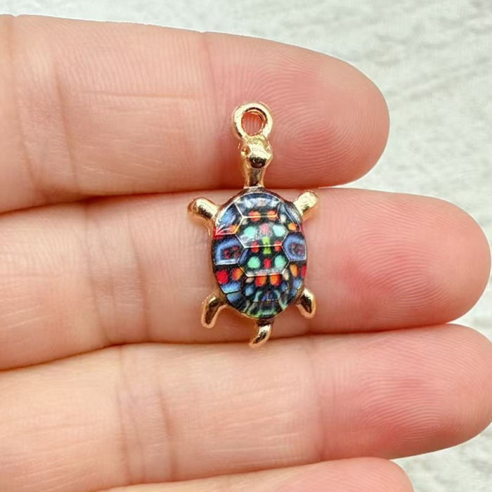 Wholesale 10pcs DIY Colorful Turtle Bracelet Pendant Alloy Oil Drip Accessories Hanging Earrings