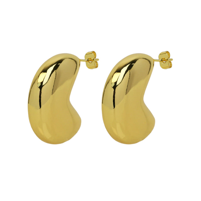 Wholesale 2PCS 18K Gold Brass Exaggerated Three-dimensional Simple Large Earrings JDC-ES-BaiYi009