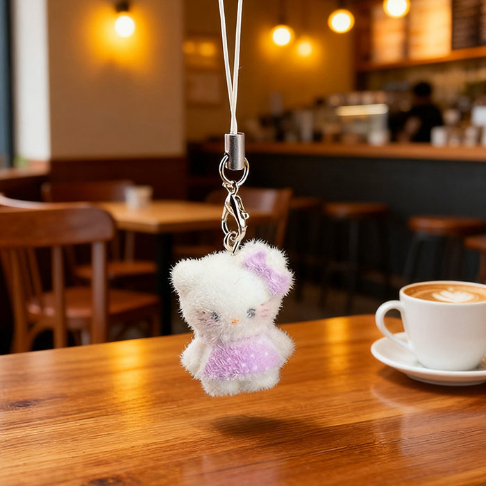 Wholesale Resin flocked cute 3D cat keychain pendant