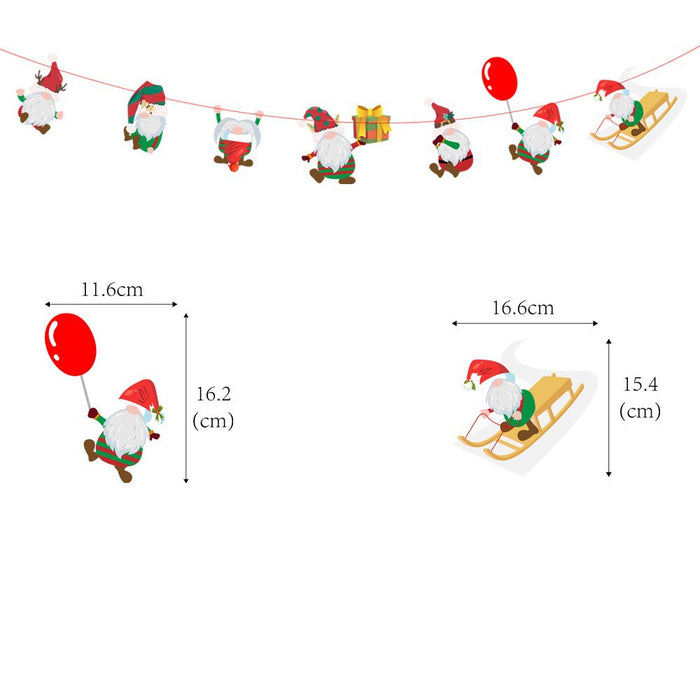 Wholesale Christmas Decorations Christmas Pull Flag Hanging Flag Holiday Banner Party Decoration Paper Cartoon Christmas Pull Flower String Flag