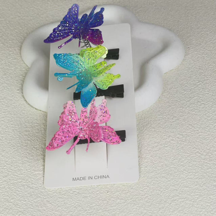 Wholesale Simulated yarn butterfly straight spring hair clip hair accessory spring butterfly clip headband accessory