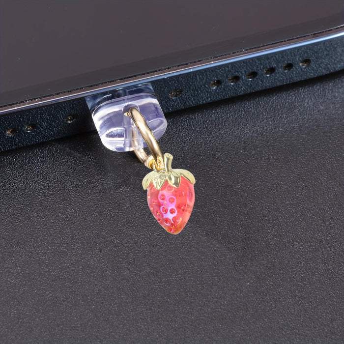 Wholesale Acrylic realistic 3D strawberry pendant dust plug