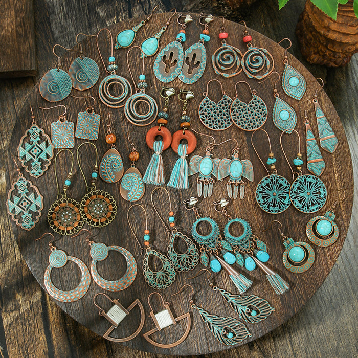 Wholesale Bohemian Geometric Tassel Earrings Set - Zinc Alloy Electroplated Boutique Resale Jewelry