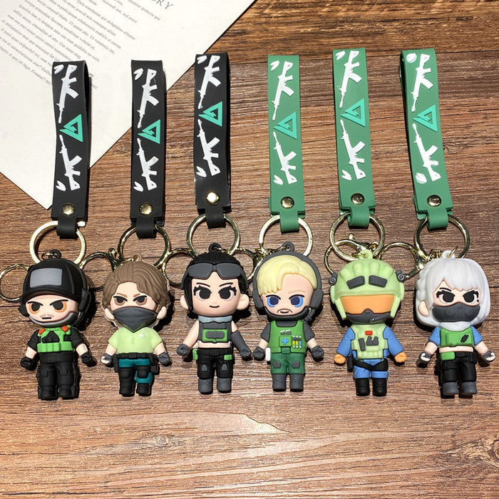 Wholesale Cartoon PVC Delta Action Keychain Bag Charm Game Pendant Student Gift MOQ≥2