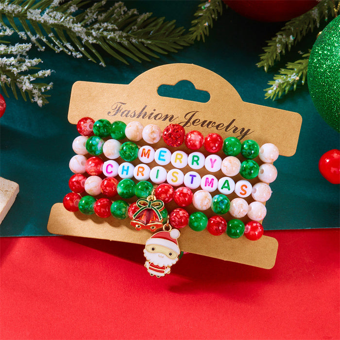 Wholesale Christmas Bracelet Rice Bead Polymer Clay Multi-layer Bracelet Cartoon  Bell Christmas Party