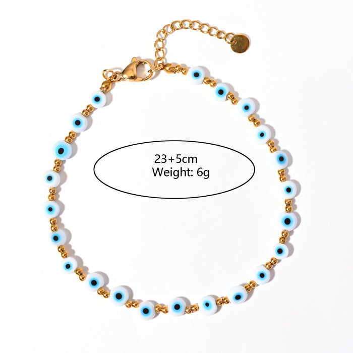 Wholesale Classic Hot Selling Devil's Eye Foot Chain Resin Flat Bead Stainless Steel Accessories Evil Eye Foot Accessories