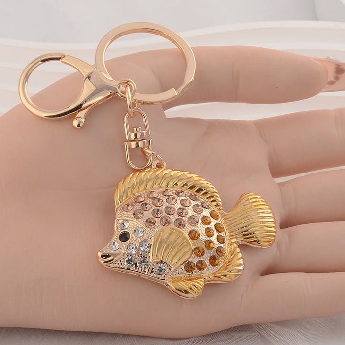 Wholesale Creative diamond studded keychain metal bag accessories key pendant event cartoon gift