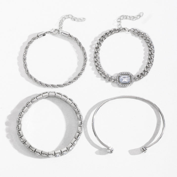 Wholesale New jewelry exaggerated diamond studded irregular bracelet fashionable and versatile alloy bracelet set