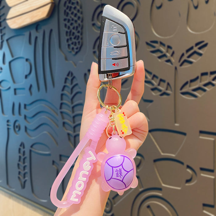 Wholesale Luminous little turtle key chain all red chan with turtle pendant explosive schoolbag pendant key chain small gift batch