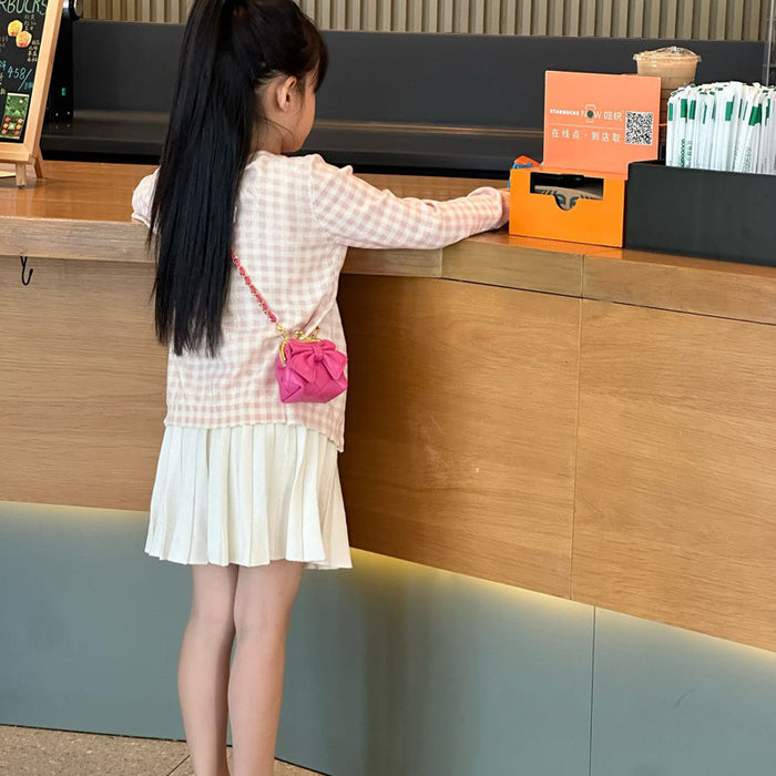 Wholesale Single shoulder bag fashion diamond grid solid color bow crossbody bag new chain