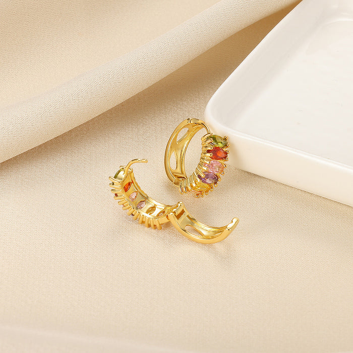 Wholesale Copper-Plated 18K Gold Earrings Elegant Hoop Light Luxury Earrings