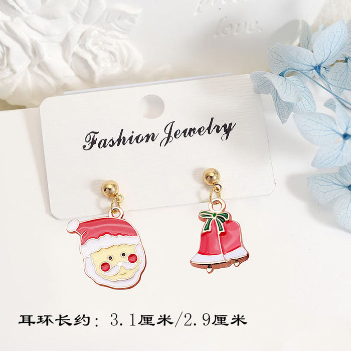 Wholesale Alloy Christmas Earrings Santa Reindeer Bell Pendant Boutique Resale MOQ≥2