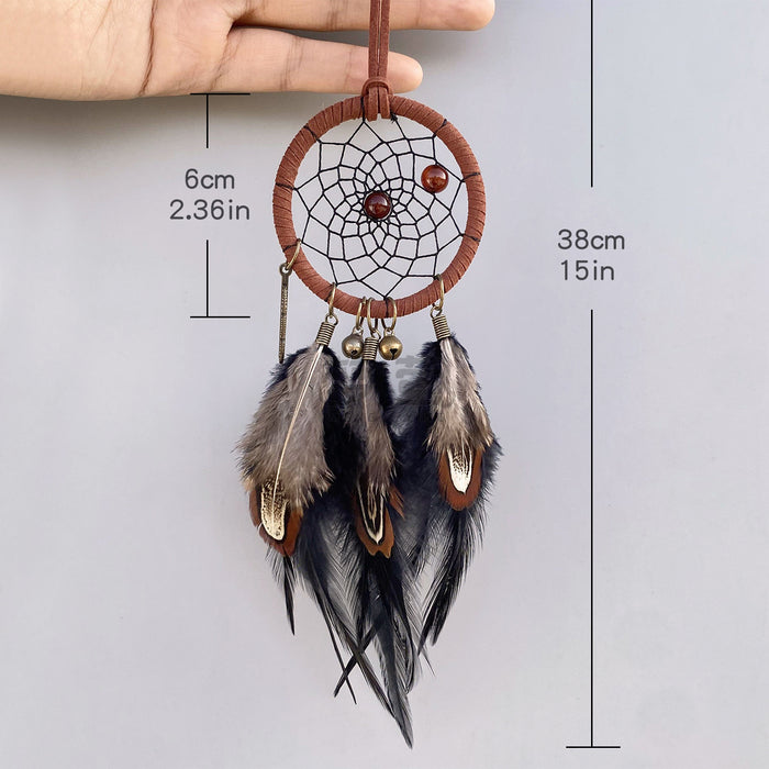 Wholesale Retro Style Dream Catcher Car Hanging Ornament Feathers Black Decorative Gift MOQ≥2