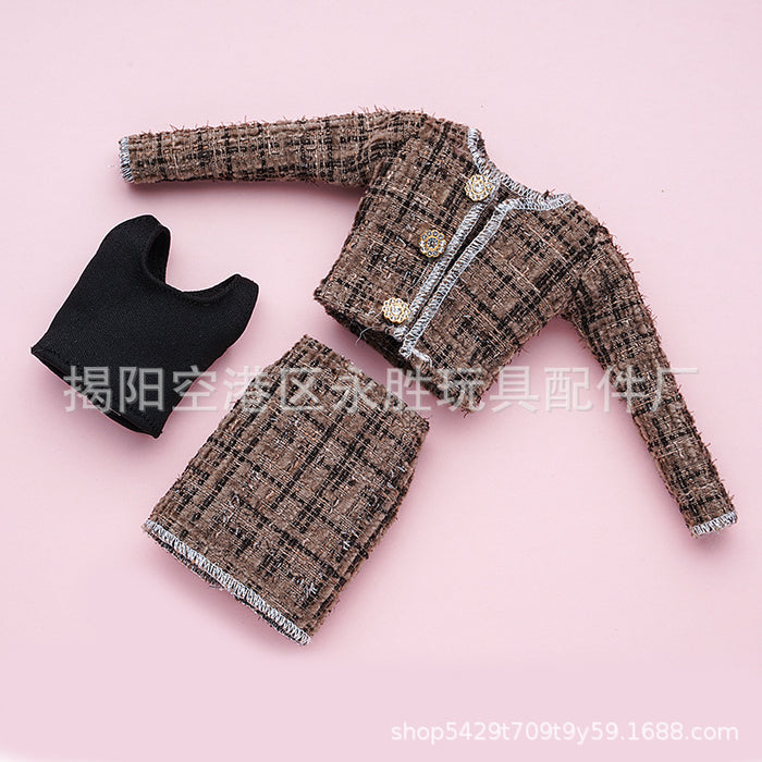 Wholesale doll clothing  coat skirt three-piece set